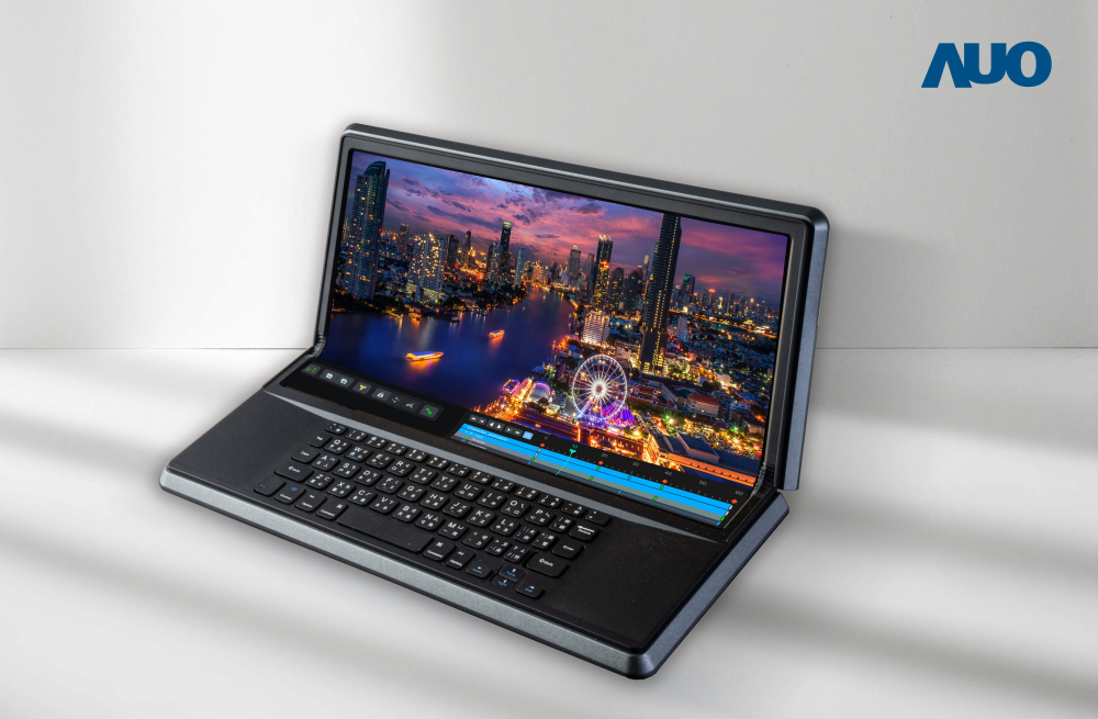 开云电竞14.6吋Micro LED折迭显示屏幕，搭配半径4mm的弯折绞炼，以及高画素、高亮度、高对比度的显示技术特点，即便在大视角下仍保有绝佳色相与亮度